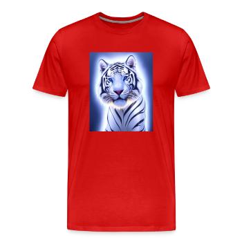 majestueux tigre blanc portrait peinture animal - T-shirt bio Premium Homme - rouge - Devant - Damien (186cm)