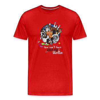 Vous ne pouvez pas avoir un seul paquet de crottes de chien Sheltie - T-shirt bio Premium Homme - rouge - Devant - Damien (186cm)