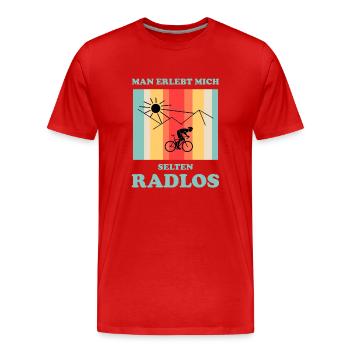 Ich Bin Selten Radlos Fahrrad Rennrad Retro - Männer Premium Bio T-Shirt - Rot - Vorne - Damien (186cm)