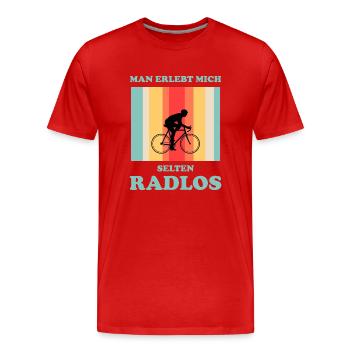 Ich Bin Selten Radlos Fahrrad Rennrad Retro - Männer Premium Bio T-Shirt - Rot - Vorne - Damien (186cm)