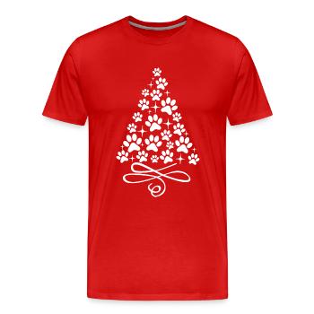 Pattes de chien pattes de chat arbre de Noël animal de compagnie - T-shirt bio Premium Homme - rouge - Devant - Damien (186cm)