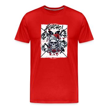 Dead paintballing santa says hohoho! - Men's Premium Organic T-Shirt - red - Front - Damien (186cm)