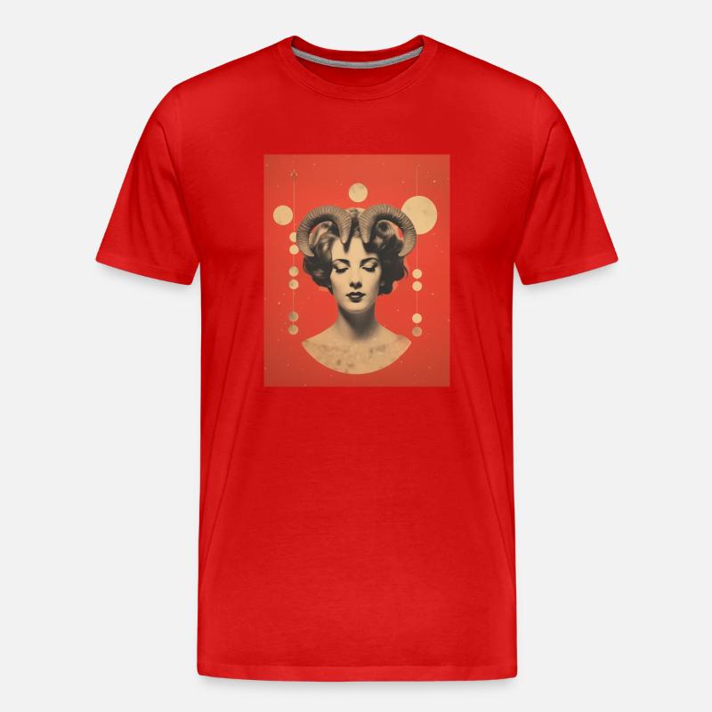 Widder Collage Kunst Astrologie - Männer Premium Bio T-Shirt - Rot