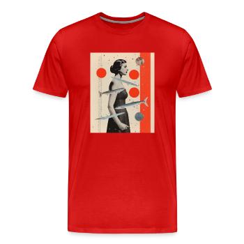 Poissons collage art astrologie - T-shirt bio Premium Homme - rouge - Devant - Damien (186cm)