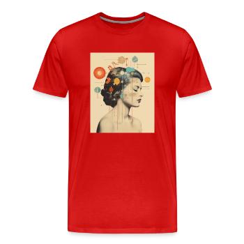Astrologie d’art de collage Verseau - T-shirt bio Premium Homme - rouge - Devant - Damien (186cm)