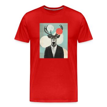 Collage surréaliste de rennes - T-shirt bio Premium Homme - rouge - Devant - Damien (186cm)
