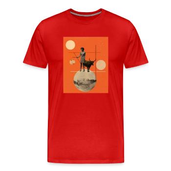 Sagittaire collage art astrologie - T-shirt bio Premium Homme - rouge - Devant - Damien (186cm)