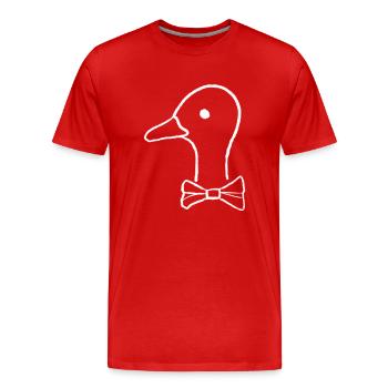 Canard avec noeud papillon - T-shirt bio Premium Homme - rouge - Devant - Damien (186cm)