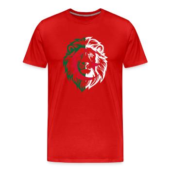 lion Algérien -idée cadeau Algérie - T-shirt bio Premium Homme - rouge - Devant - Damien (186cm)