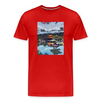 Kinkakuji, Kyoto, Japon - T-shirt bio Premium Homme - rouge - Devant - Damien (186cm)
