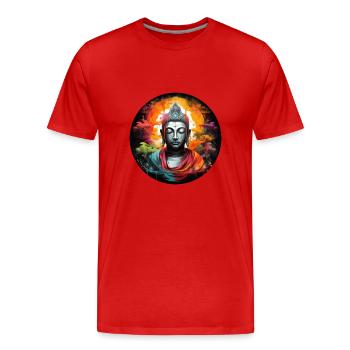 T-shirt Sérénité Bouddha Marque Vibration Positive - T-shirt bio Premium Homme - rouge - Devant - Damien (186cm)