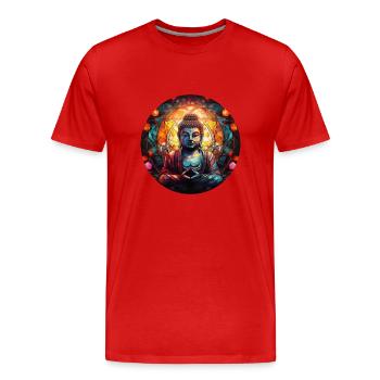 T-shirt Sérénité Bouddha Marque Vibration Positive - T-shirt bio Premium Homme - rouge - Devant - Damien (186cm)