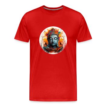 T-shirt Sérénité Bouddha Marque Vibration Positive - T-shirt bio Premium Homme - rouge - Devant - Damien (186cm)