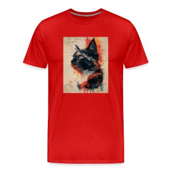 Whiskered Wonders: Vintage Cat Collage Artwork - Men's Premium Organic T-Shirt - red - Front - Damien (186cm)