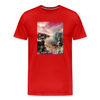 Lago di garda,Lake Garda,lake,landscape - Men's Premium Organic T-Shirt - red - Front - Damien (186cm)