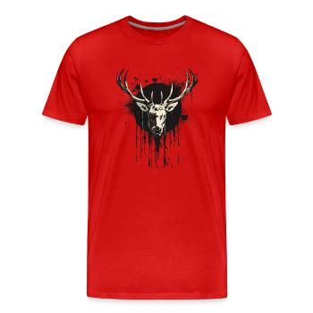 Cerf avec bêche noire - T-shirt bio Premium Homme - rouge - Devant - Damien (186cm)