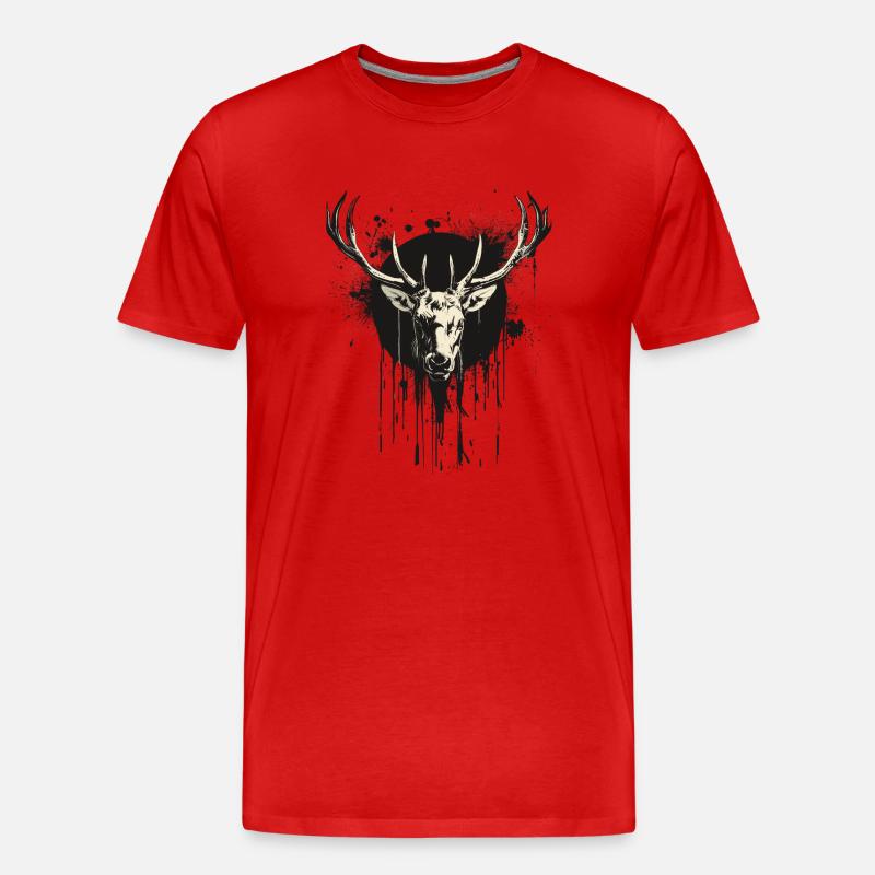Hirsch mit schwarzen Spats - Männer Premium Bio T-Shirt - Rot