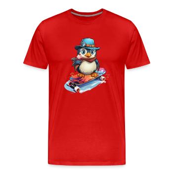 Skateboarder Skatboard Pinguin Skater - Männer Premium Bio T-Shirt - Rot - Vorne - Damien (186cm)