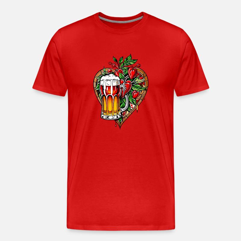 Ich liebe Bier - Männer Premium Bio T-Shirt - Rot