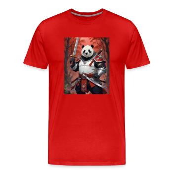 A monstrous behemoth beast a panda bear samurai - Men's Premium Organic T-Shirt - red - Front - Damien (186cm)