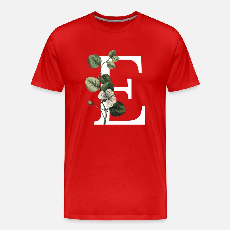 lettre e botanique vert - T-shirt bio Premium Homme - rouge