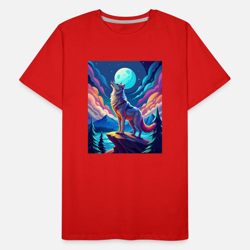 heulender Wolf Männer Premium Bio T-Shirt