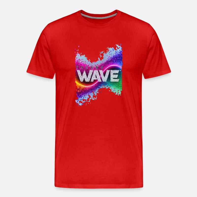 techno wave - Männer Premium Bio T-Shirt - Rot
