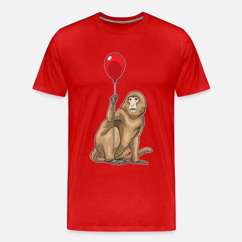 Affe Luftballon - Männer Premium Bio T-Shirt - Rot