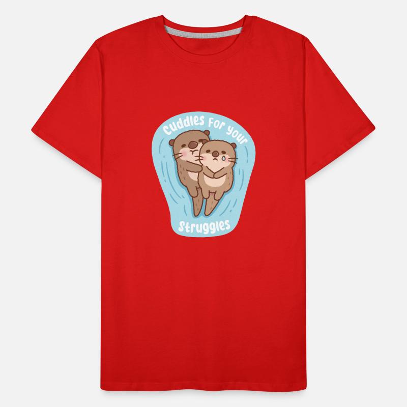 Cute Otters Cuddles For Your Struggles Support Men's Premium Organic T-Shirt