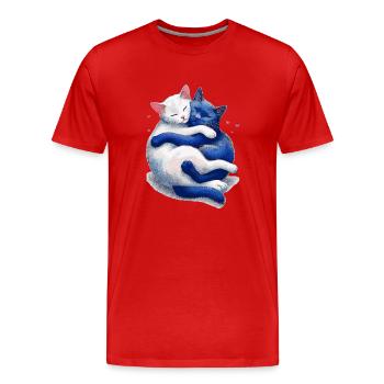 Katzen kuscheln miteinander - Männer Premium Bio T-Shirt - Rot - Vorne - Damien (186cm)