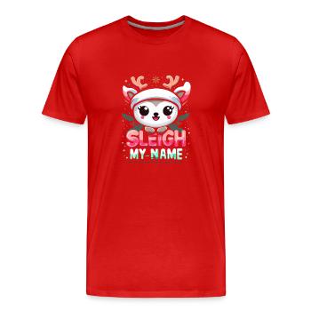 Sleigh My Name - Men's Premium Organic T-Shirt - red - Front - Damien (186cm)