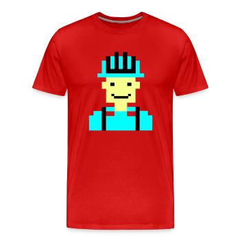 Construction Worker Pixel 01 - Men's Premium Organic T-Shirt - red - Front - Damien (186cm)