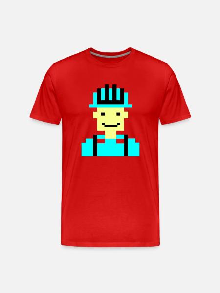 Construction Worker Pixel 01 - Men's Premium Organic T-Shirt - red