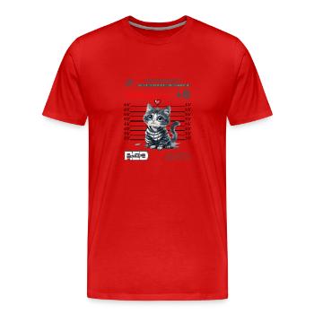 Heart Stealing Kitty - Arrested for Cuteness - Men's Premium Organic T-Shirt - red - Front - Damien (186cm)