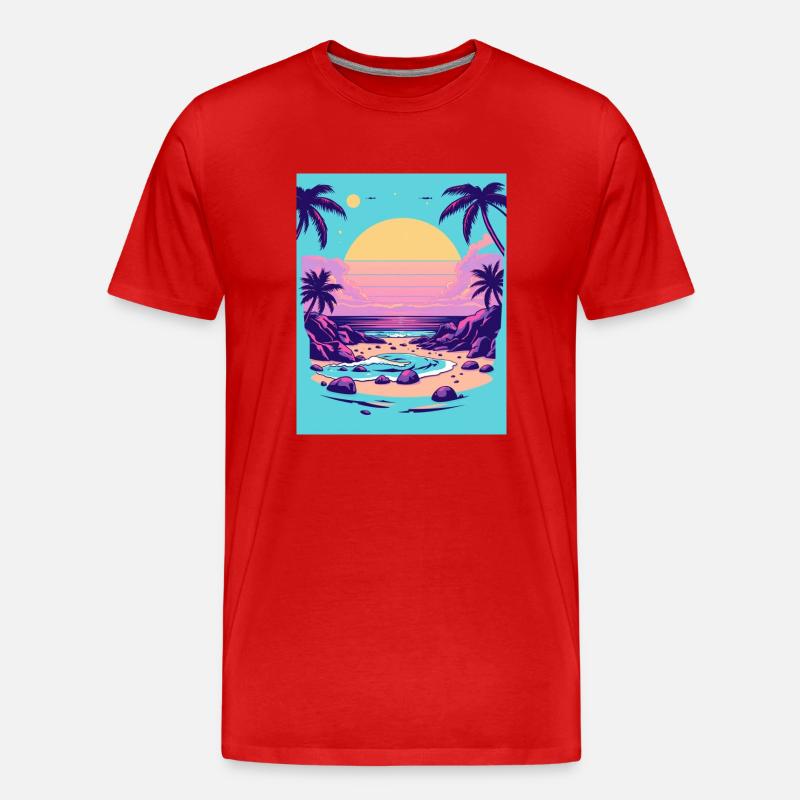 Sunset Serenity - Männer Premium Bio T-Shirt - Rot