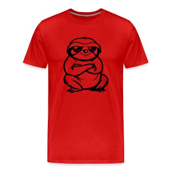 Bande dessinée de paresseux - T-shirt bio Premium Homme - rouge - Devant - Damien (186cm)