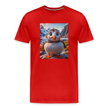Oiseaux super mignons – Puffin - T-shirt bio Premium Homme - rouge - Devant - Damien (186cm)
