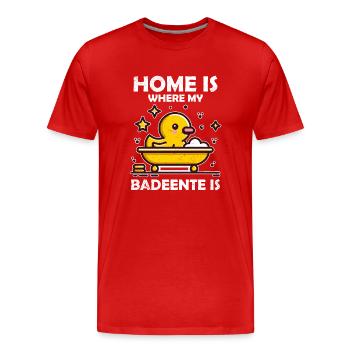 Badeente Badewanne Spruch Distressed - Männer Premium Bio T-Shirt - Rot - Vorne - Damien (186cm)
