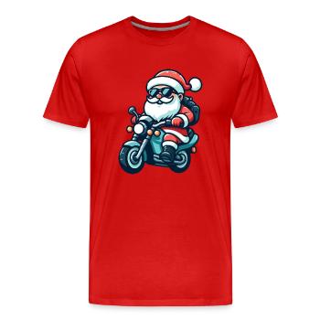 Santa Claus Biker - Männer Premium Bio T-Shirt - Rot - Vorne - Damien (186cm)