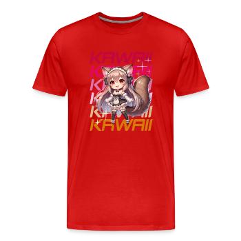 Kawaii Chibi Anime Fille En Costume De Chat - T-shirt bio Premium Homme - rouge - Devant - Damien (186cm)