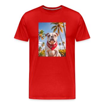 super mignon chiens mode Westcoast Bull dog - T-shirt bio Premium Homme - rouge - Devant - Damien (186cm)