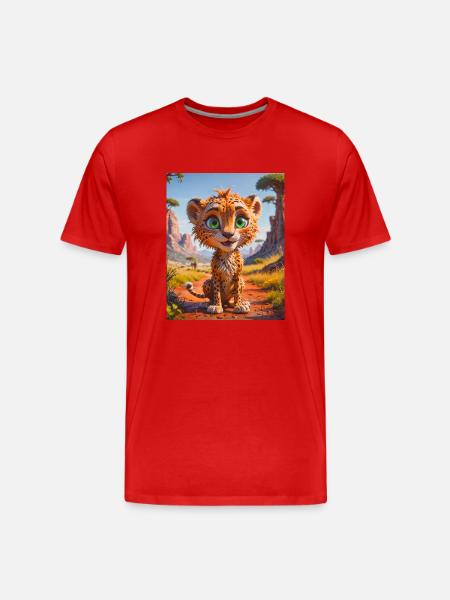 Animaux africains super mignons – Guépard - T-shirt bio Premium Homme - rouge