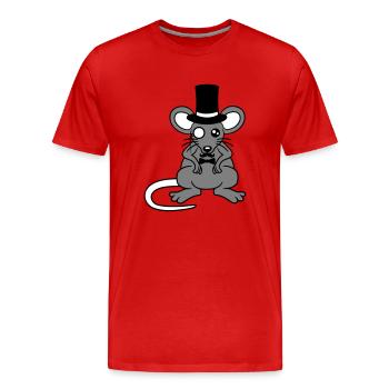 Mr. Mouse Top Hat Monocle Glasses Rich Mr. - Men's Premium Organic T-Shirt - red - Front - Damien (186cm)