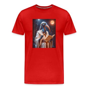 Thoth, ibis-headed god, holding a scroll - Men's Premium Organic T-Shirt - red - Front - Damien (186cm)