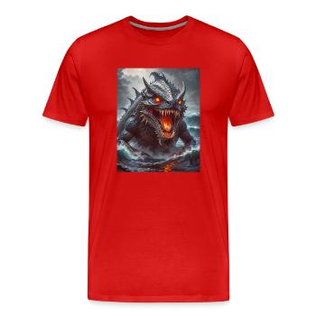 Akugyo Monstre marin démoniaque aux yeux brillants et r - T-shirt bio Premium Homme - rouge - Devant - Damien (186cm)