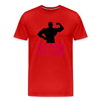 Bodybuilder Pain Gain - Men's Premium Organic T-Shirt - red - Front - Damien (186cm)