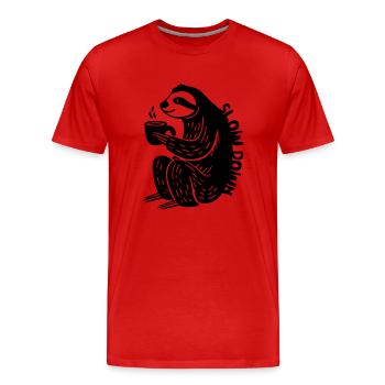Slow Down - Männer Premium Bio T-Shirt - Rot - Vorne - Damien (186cm)
