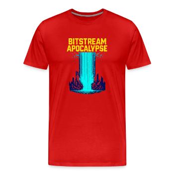 Bitstream Apocalypse – Digital Flood Incoming - Men's Premium Organic T-Shirt - red - Front - Damien (186cm)