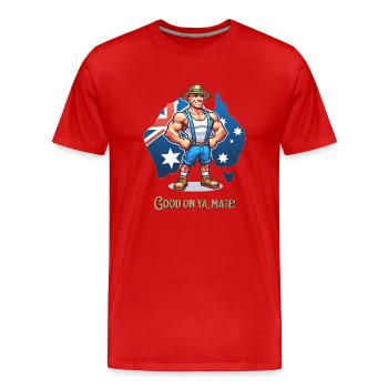 Australie Funny Design - T-shirt bio Premium Homme - rouge - Devant - Damien (186cm)