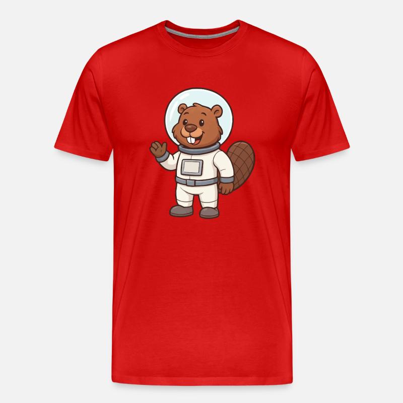 biber astronaut comic - Männer Premium Bio T-Shirt - Rot